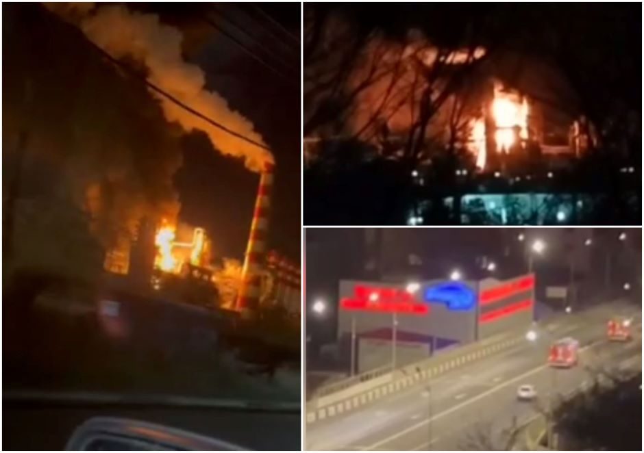 Rusijos naftos perdribimo gamykloje – didelis gaisras