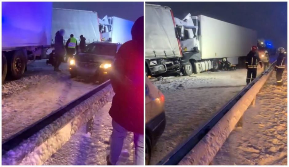 Panevėžio rajone – masinė avarija: žuvo krovininio automobilio vairuotojas