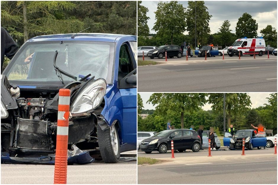 Karaliaus Mindaugo prospekte – dviejų automobilių susidūrimas