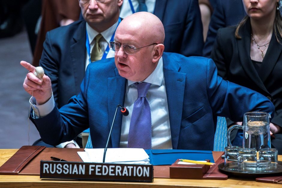 Rusija ir Kinija vetavo JT Saugumo Tarybos rezoliuciją dėl paliaubų Gazos Ruože