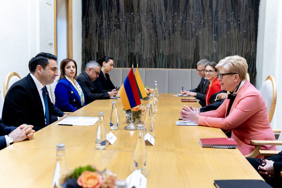 I. Šimonytė su Armėnijos parlamento vadovu aptarė glaudesnius santykius su ES