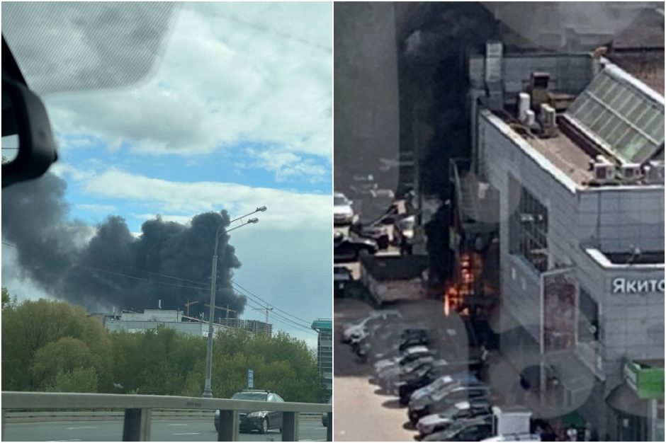 Maskvoje – mįslingas sprogimas ir užsiliepsnojęs prekybos centras