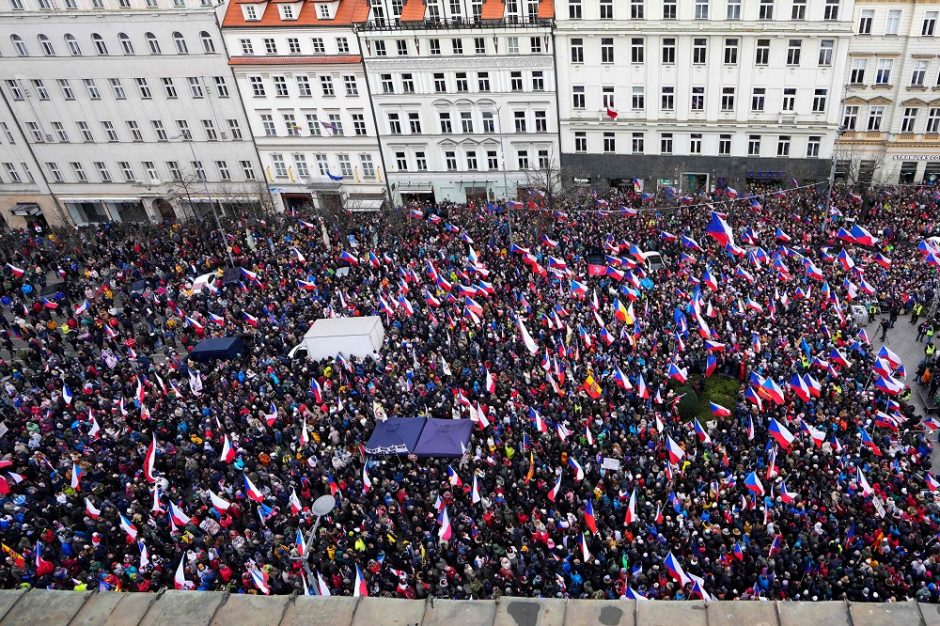 Protestai Čekijoje: sustabdykite karą, sustabdykite NATO