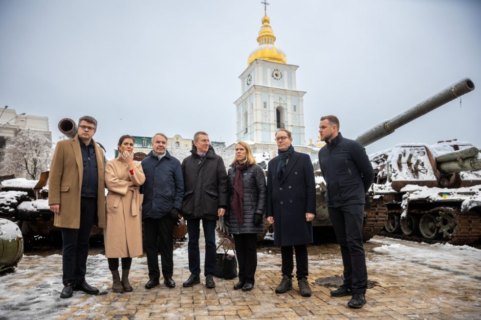 G. Landsbergis su kitų šalių kolegomis lankosi Kyjive