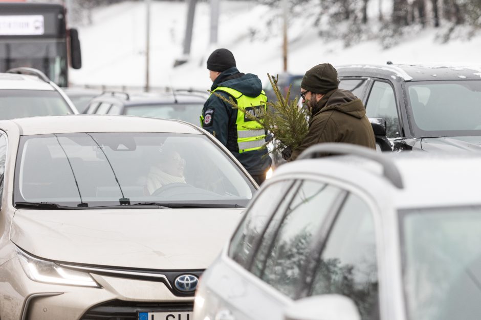 Penktadienį – miškininkų ir policijos akcija: vairuotojams dovanojo eglutes