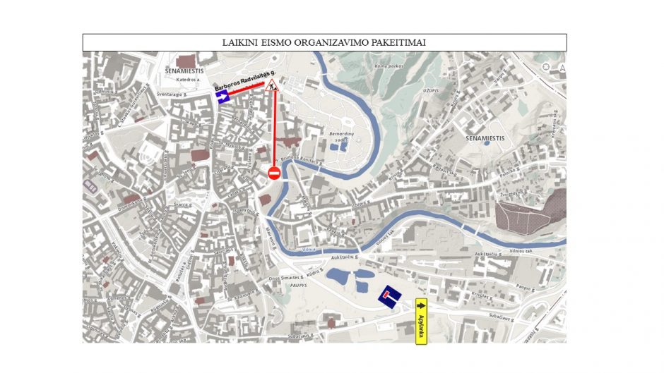 Nuo rytojaus – eismo ribojimai Maironio ir B. Radvilaitės gatvėse