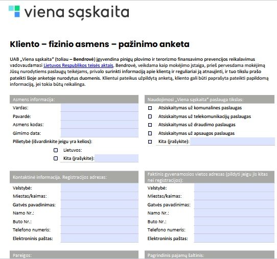 „Vienos sąskaitos“ renkami duomenys – pertekliniai?