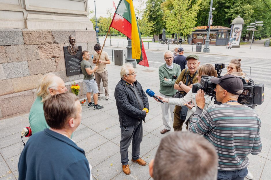 Vilniuje nuimta atminimo lenta K. Škirpai: protestuotojai šaukė – „vatnikai“