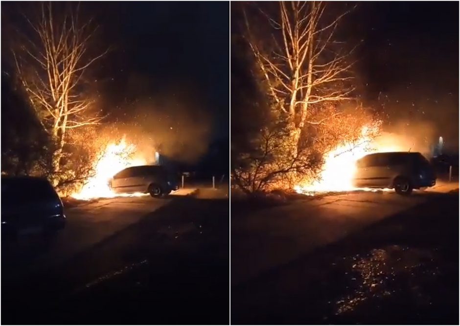 Šilainiuose lengvasis automobilis virto ugnies fakelu