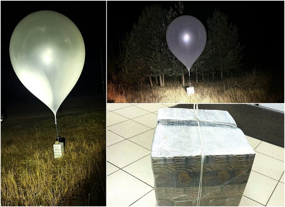 Pasieniečiai perėmė kontrabandininkų balioną: juo iš Baltarusijos skraidintos cigaretės