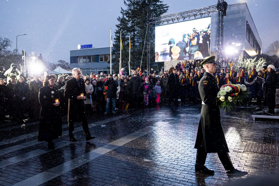 Atminimo laužų uždegimo ceremonija prie Vilniaus televizijos bokšto