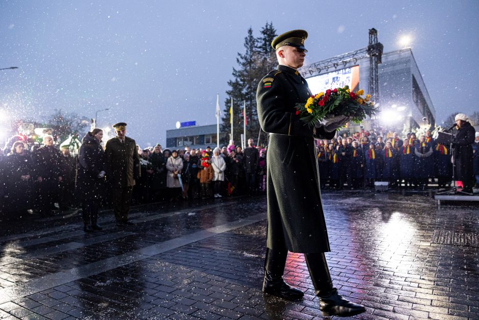 Atminimo laužų uždegimo ceremonija prie Vilniaus televizijos bokšto