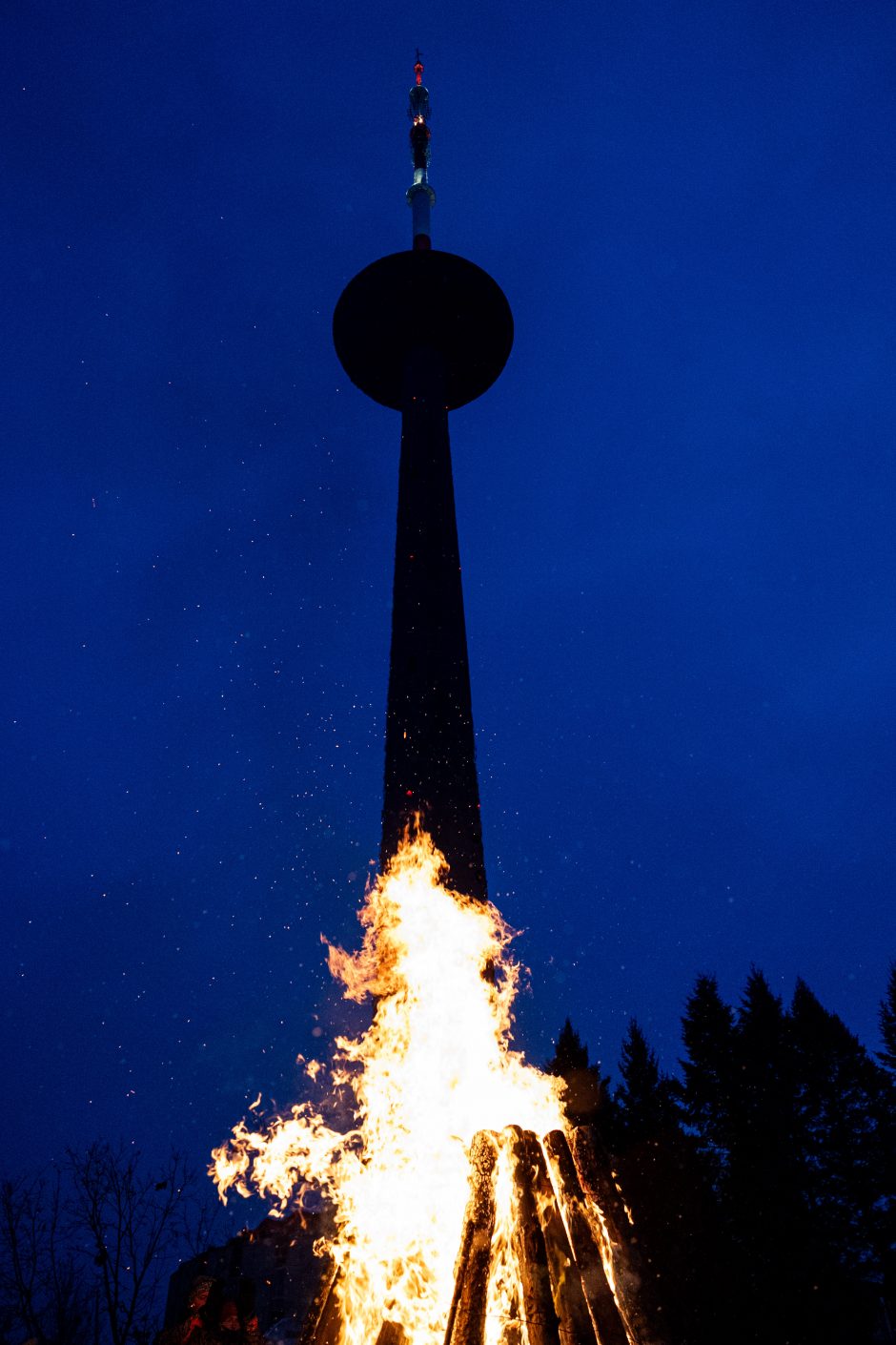 Atminimo laužų uždegimo ceremonija prie Vilniaus televizijos bokšto