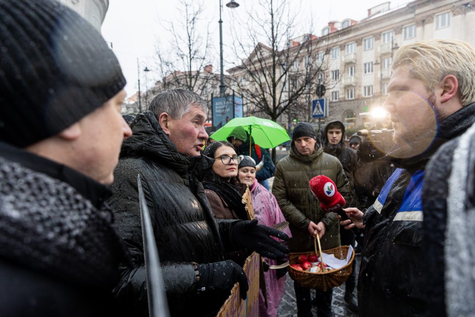 Vilniuje – aplinkosaugininkų kontroprotestas: „Gėda pelėda, paukščiai nebegieda“