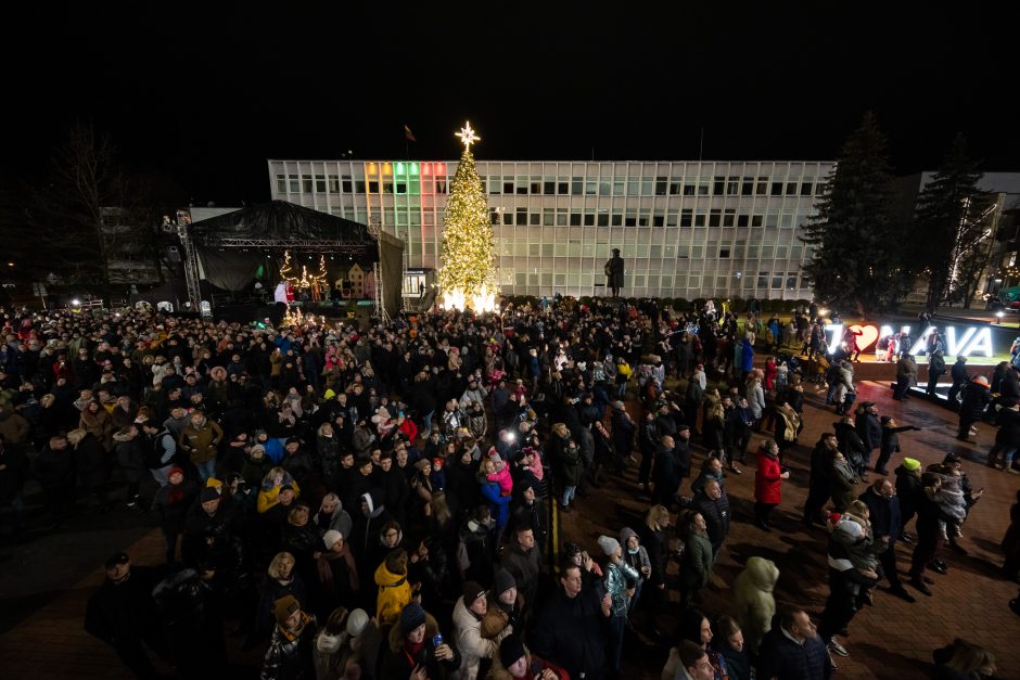 Jonavoje įžiebta žaliaskarė ir eglučių miestelis