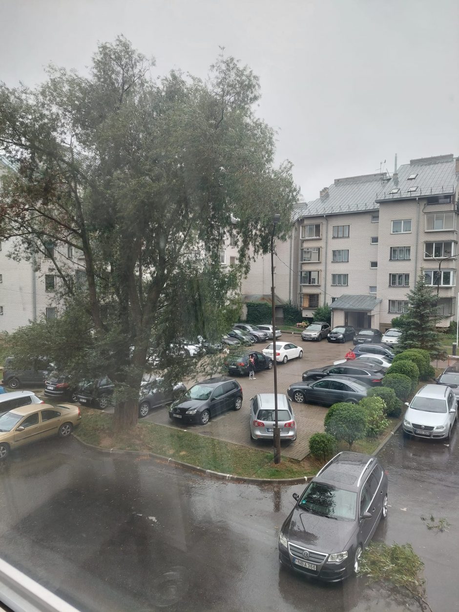 Lietuvą merkia stiprus lietus, košia vėjas: lūžta medžiai, tvinsta automobilių stovėjimo aikštelės
