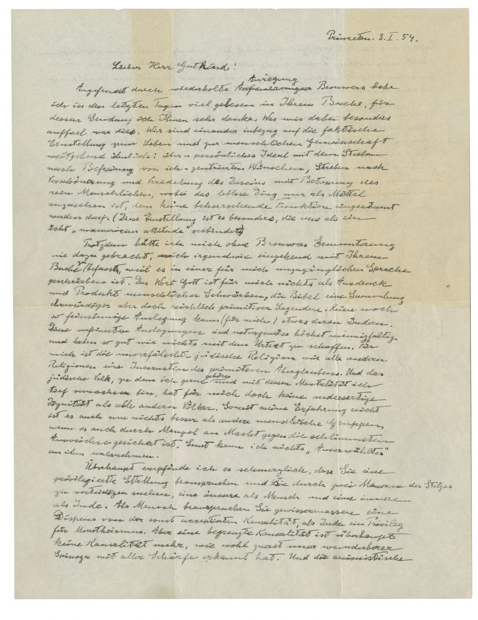 A. Einšteino laiškas su abejonėmis dėl Dievo aukcione parduotas už rekordinę sumą