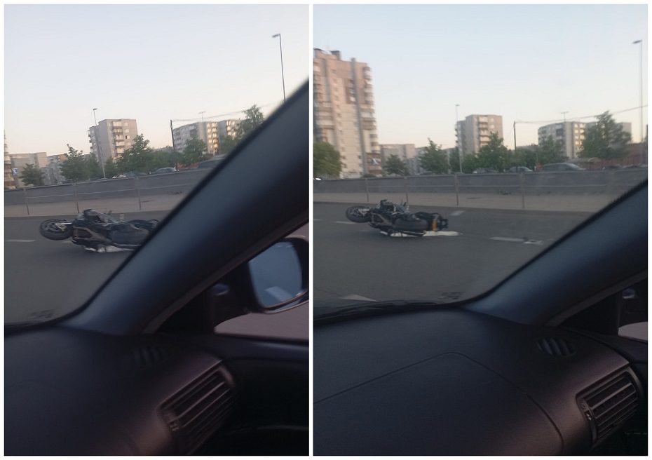 Vilniuje susidūrė automobilis su motociklu: nukentėjo pastarojo vairuotojas ir keleivė