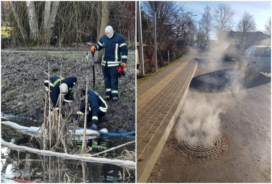 Tarša Salantuose: kas į vandenį leidžia dyzeliną – neaišku, tačiau rastas neteisėtas vamzdis