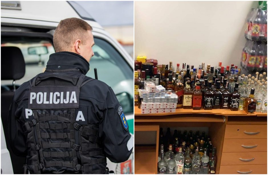 Nelegalios prekybos „taškas“ Klaipėdoje: moters bute aptiko alkoholio ir cigarečių
