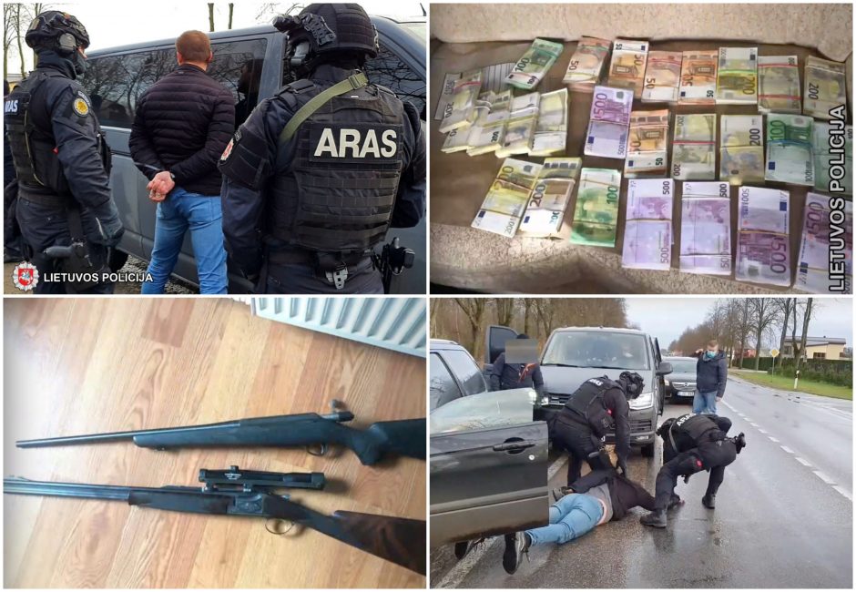 Policijos operacija: rasta per 600 tūkst. eurų grynųjų ir ginklų, tiriami ryšiai su pareigūnais