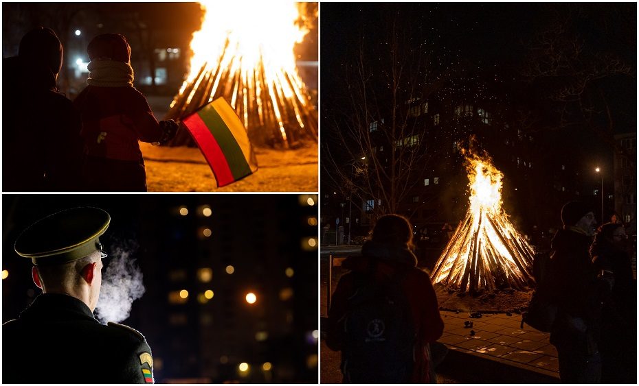 Vilniuje suliepsnojo atminimo laužai – šimtai žmonių pagerbė Sausio 13-osios aukas