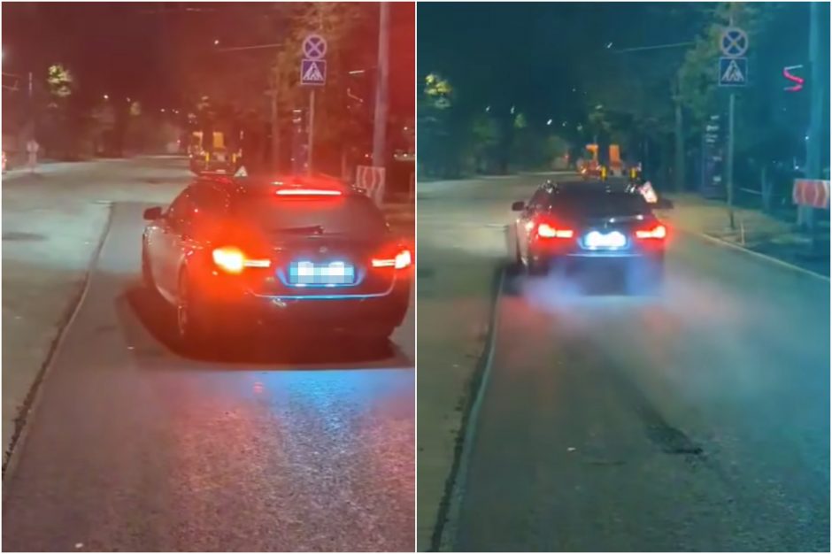 BMW bandė „driftinti“ ant naujai iškloto asfalto: davė Dievas pinigų, bet pagailėjo proto