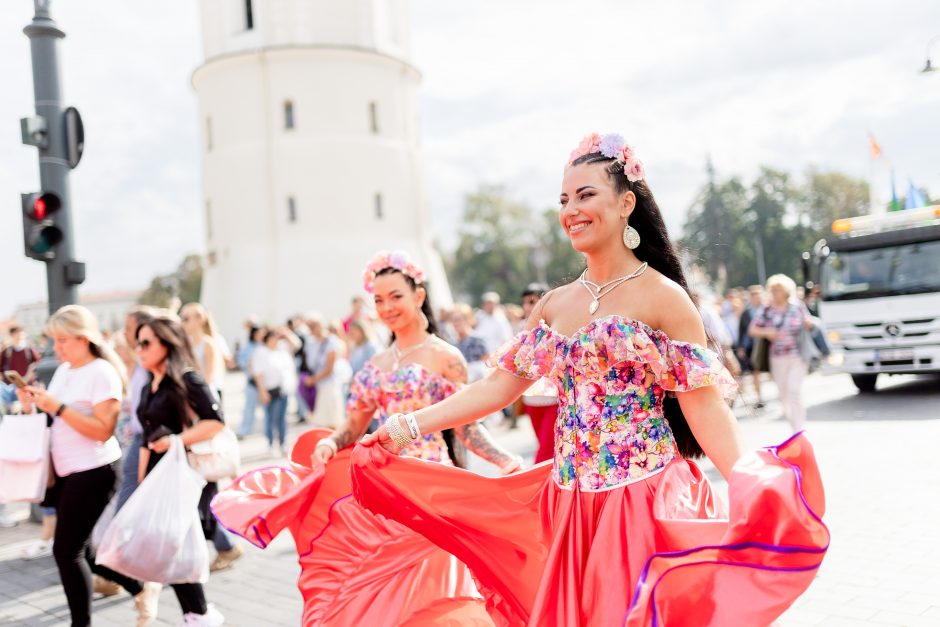 Teatrališka romų eisena su žirgais