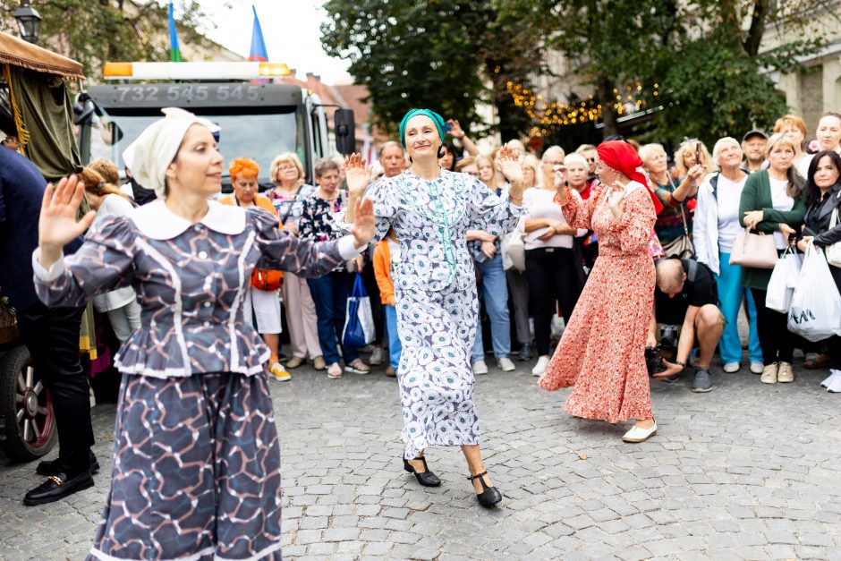 Teatrališka romų eisena su žirgais