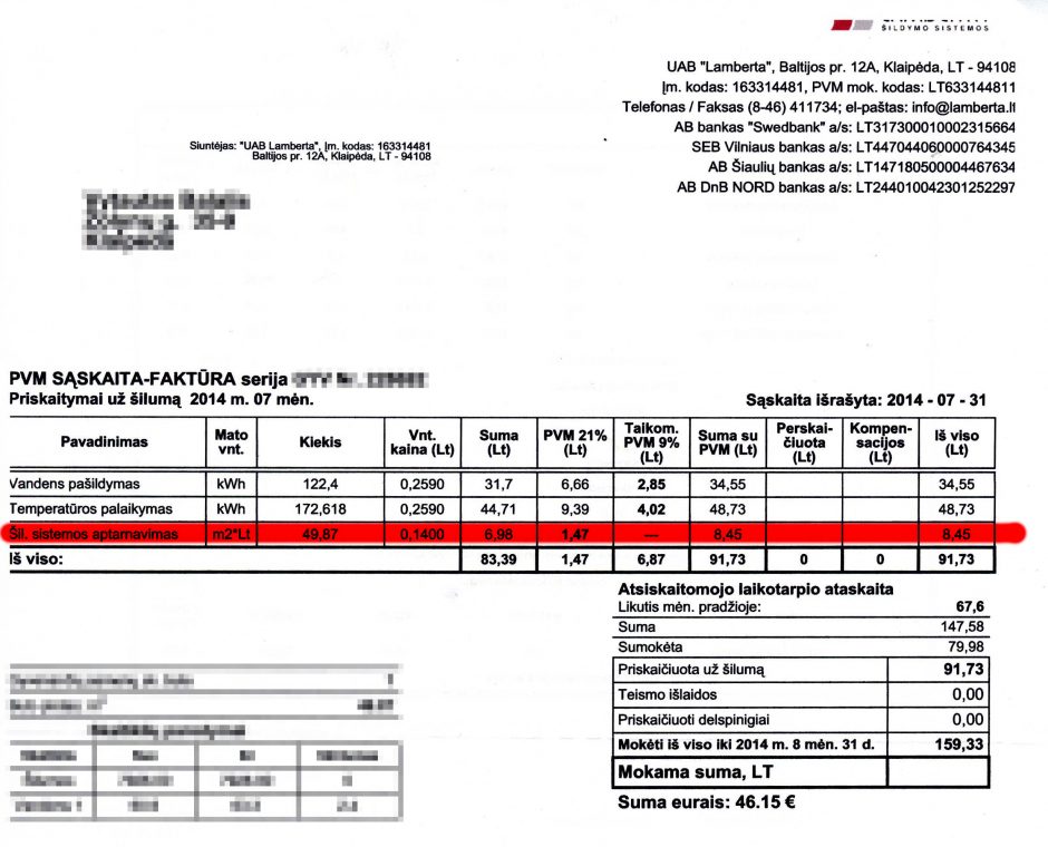 Už šilumą – dvi sąskaitos