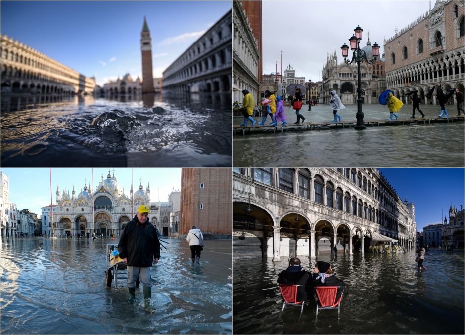 Venecijoje laukiama dar vienos potvynio bangos