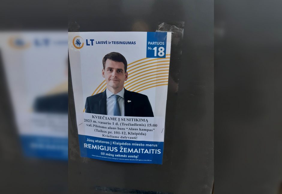 Kandidato į Klaipėdos merus plakate aptiko klaidą