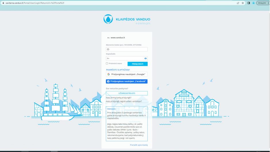 „Klaipėdos vanduo“ klientus kviečia pasinaudoti naujomis elektroninių paslaugų galimybėmis