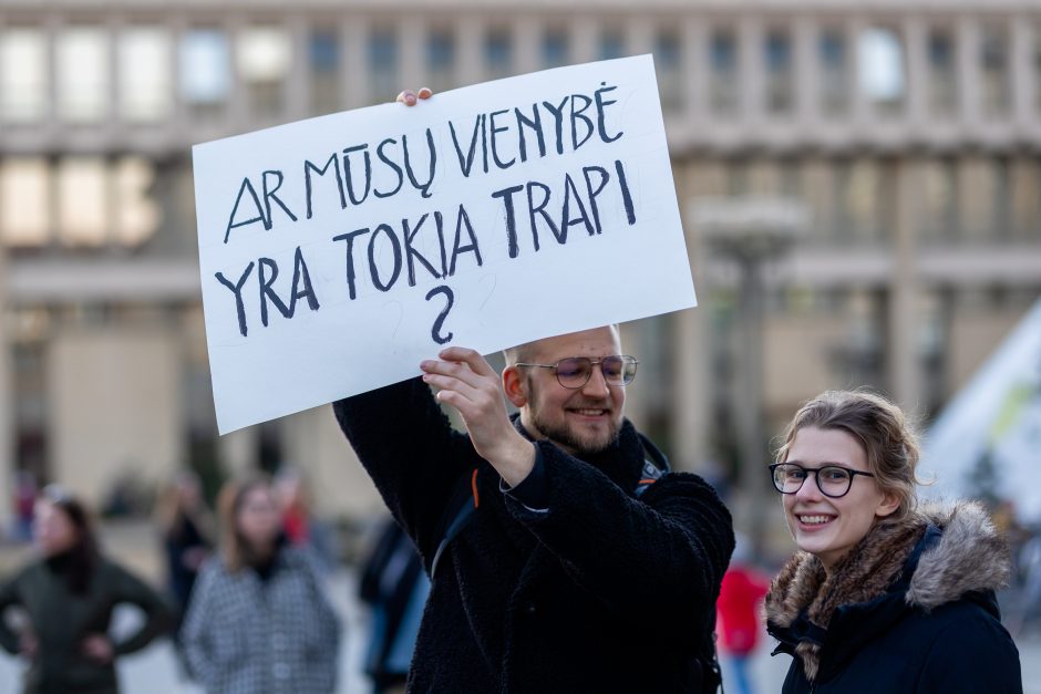 Protestuotojai ragino į Seimo sesiją įtraukti Partnerystės įstatymą: gana mus skaldyti ir skirstyti