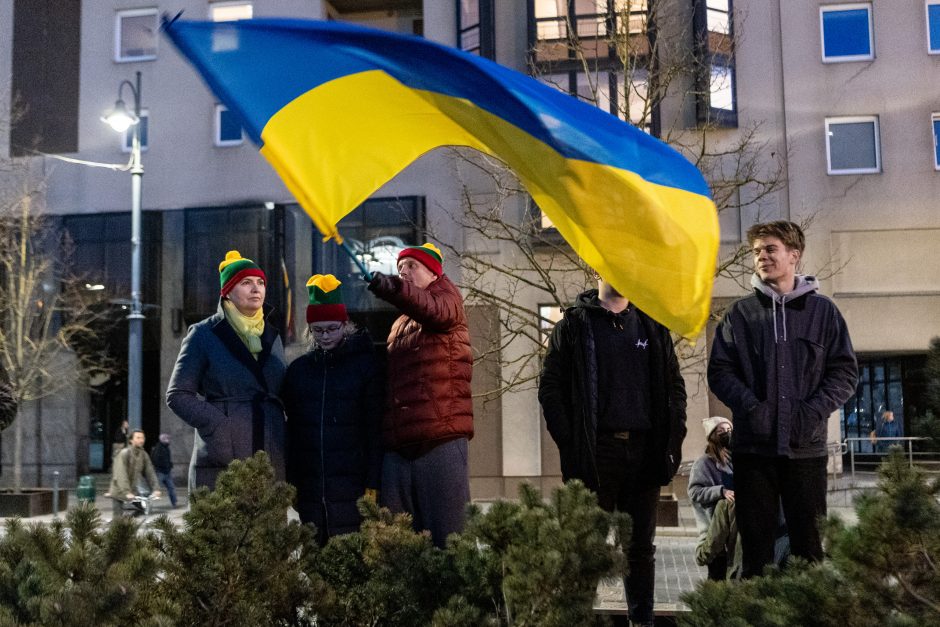 Atsiliepę į V. Zelenskio kvietimą paremti Ukrainą, Vilniuje susirinko apie 4 tūkst. žmonių 