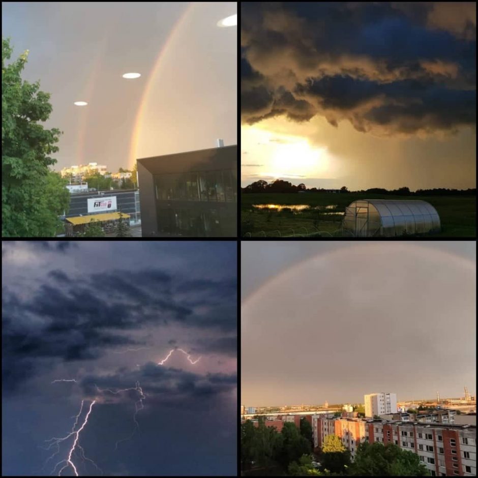 Trečiadienio vakarą Lietuvoje – lietus, griaustinis, debesys, vaivorykštė
