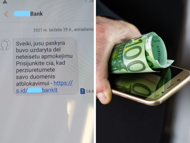Gavęs sukčių SMS ir suvedęs banko kodus vyras prarado beveik 3 tūkst. eurų