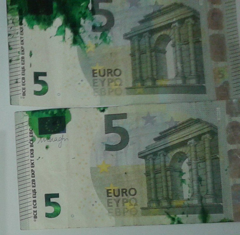 Lietuvą gali pasiekti apsauginiais dažais sutepti eurų banknotai