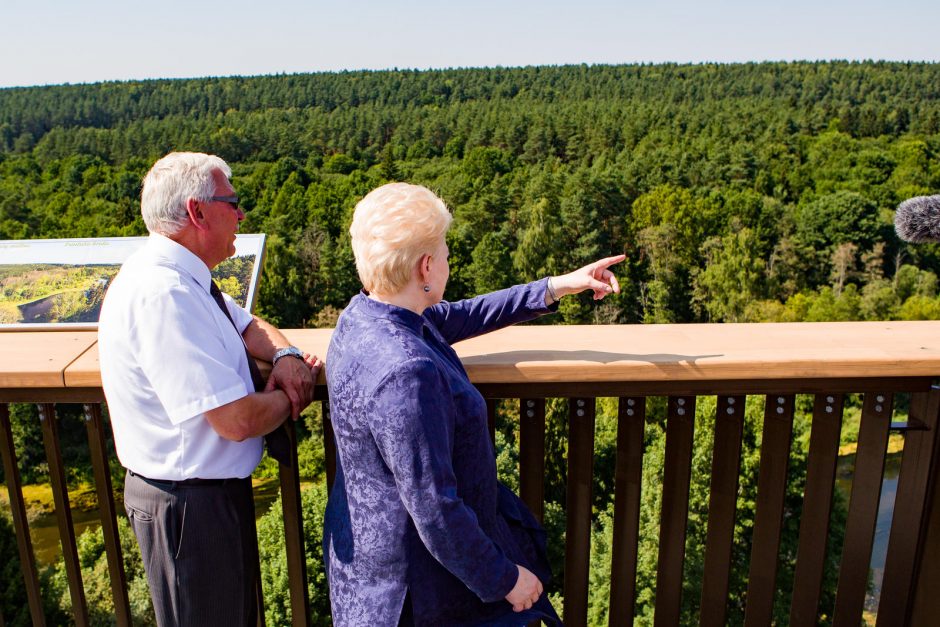 Prezidentė jau pasivaikščiojo Anykščių medžių viršūnėmis