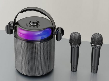 Skelbimas - KITE Bevielė bluetooth nešiojama dviejų mikrofonų karaokė su garsiakal