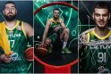 Portretai: Lietuvos krepšininkai dalyvavo oficialioje FIBA pasaulio čempionato dalyvių fotosesijoje (iš kairės – J. Valančiūnas, T. Dimša, D. Sirvydis).