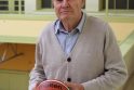 Nepamirštama: LSU garbės daktaras M.Paulauskas – istorinėje savosios &quot;Alma mater&quot; krepšinio salėje.