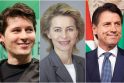 Iš kairės: P. Durovas, U. van der Leyen ir G. Conte