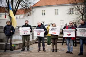 Vilniuje surengtas protestas dėl ūkininkų blokados Lenkijos–Ukrainos pasienyje