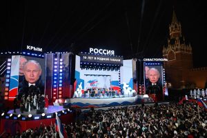 Per koncertą Raudonojoje aikštėje V. Putinas sveikino minią ir gyrė Ukrainos teritorijų aneksiją
