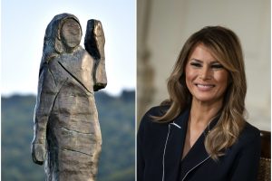 Slovėnijoje atidengta nauja M. Trump skulptūra, originalą sunaikinus padegėjams