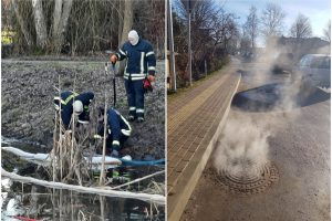 Tarša Salantuose: kas į vandenį leidžia dyzeliną – neaišku, tačiau rastas neteisėtas vamzdis