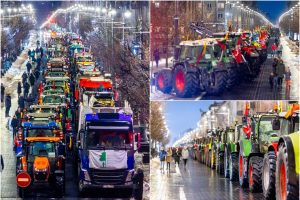 Traktoriais Vilnių užkimšę žemdirbiai tęsia protestą – rinksis prie Vyriausybės