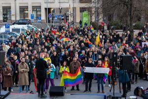 Protestuotojai ragino į Seimo sesiją įtraukti Partnerystės įstatymą: gana mus skaldyti ir skirstyti