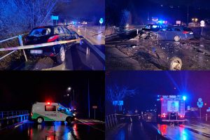 Stipri avarija Lapių kelyje: automobiliai – sumaitoti, yra sužalotų žmonių